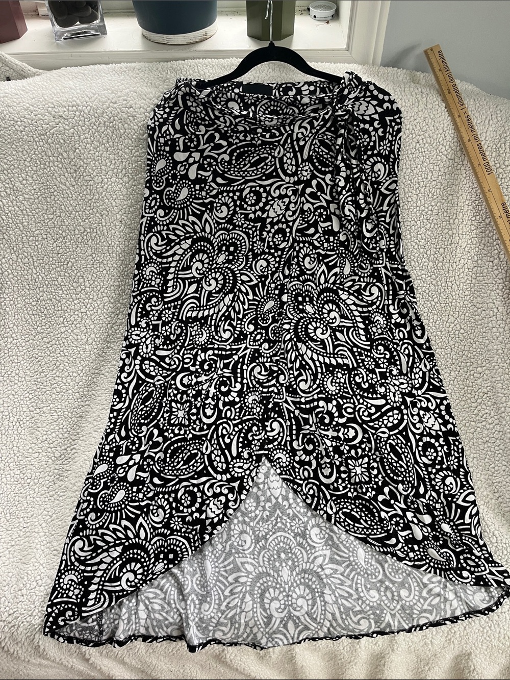 Cynthia Rowley Black and White Paisley High-Low Skirt
